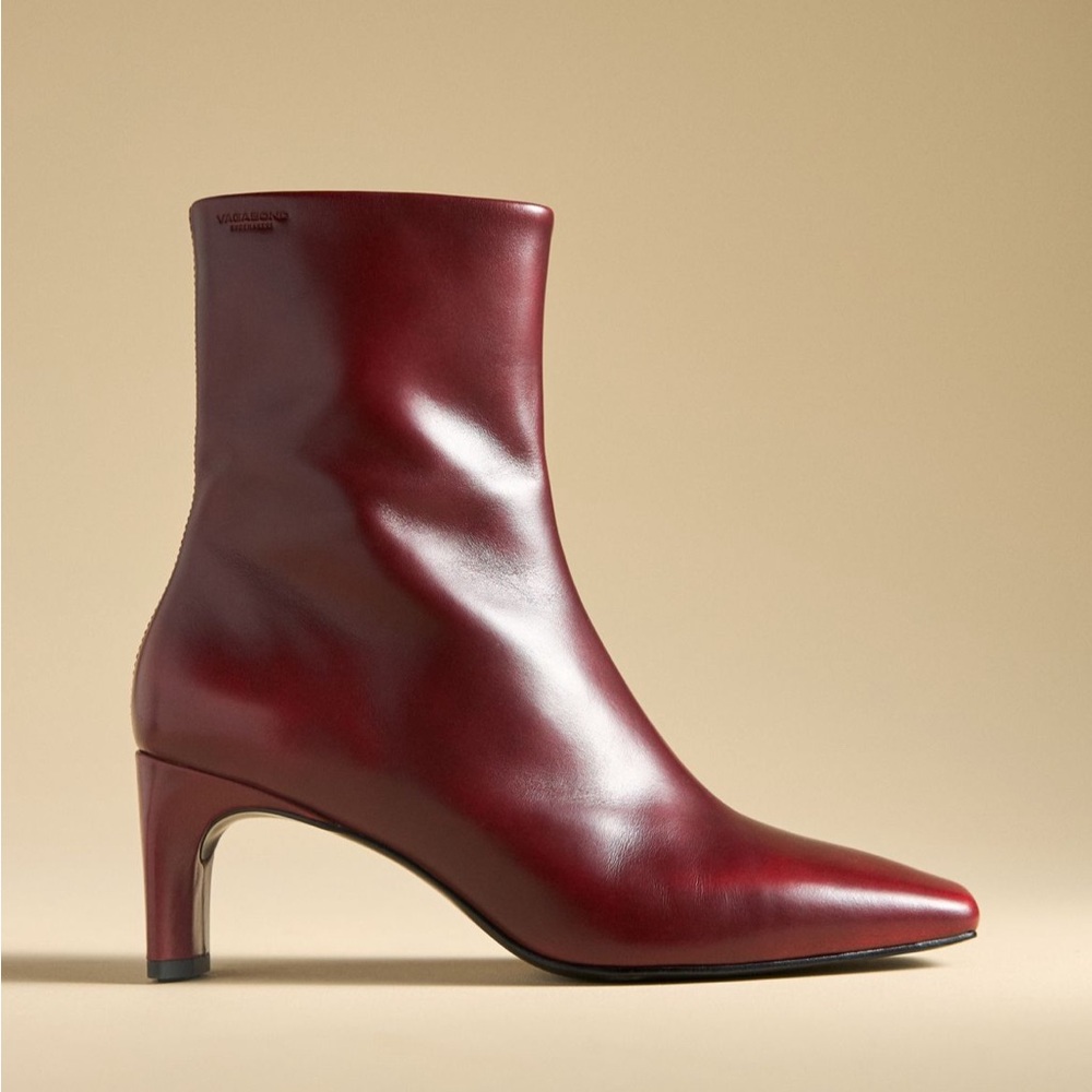 Anthropologie Burgundy Heeled Boots